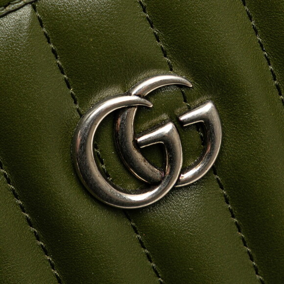 Gucci GG Marmont Chain Shoulder Bag Tote khaki Green Leather - Picture 4 of 8